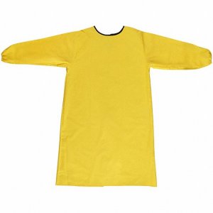 Smock Apron, PVC, 11 mil Thick, c/w knitted wrist & Tie Back. Provides overall protection Frontal, Side, Arms & Shoulders against chemical splash. 46 1/2″