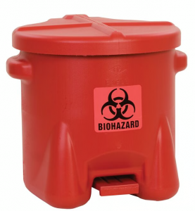 EAGLE 10 Gallon Plastic Biohazard Waste Can, Hands-Free, Self Close, Red – 945-BIO