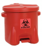 EAGLE 10 Gallon Plastic Biohazard Waste Can, Hands-Free, Self Close, Red – 945-BIO