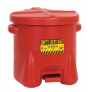 EAGLE 10 Gallon Plastic Oily / Flammable Waste Can, Hands-Free, Self Close, Red – 935FL
