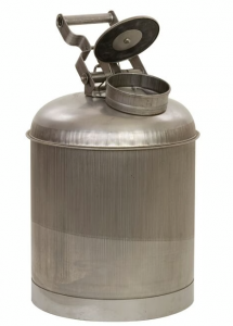 EAGLE Stainless Steel Disposal Can for most alcohol,ethers, aromatics, hydrocarbons & chlorinated hydrocarbon waste. 11 1/4″ x 18″H