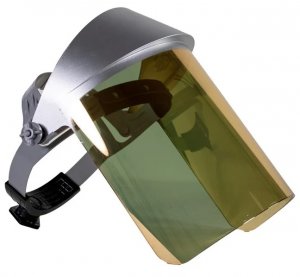 OBERON Faceshield, Gold Heat Reflective Visor, Chemical Resistant Lens & Ratchet Headgear.