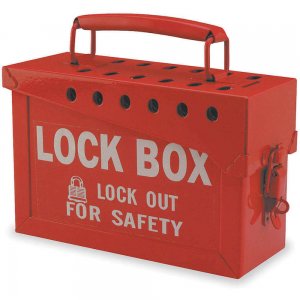 Portable Group Lockout Boxes Accommodates up to 12 padlocks maximum. Colour : Red. Dim.: 6″ x 9.25″ x 3.75″