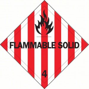 Class 4 Flammable Solid, 4″ x 4″ Vinyl Labels. Roll of 250 pcs. 20RY47-f