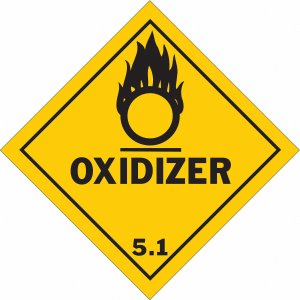 Class 5 Oxidizing Agents & Organic Peroxides, 4″ x 4″ Vinyl Labels. Roll of 250 pcs. 20RY49