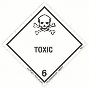 Class 6 TOXIC, POISON INHALATION & INFECTIOUS SUBSTANCES, 4″ x 4″ Vinyl Labels. Roll of 250 pcs. 8V073