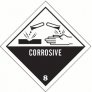 Class 8 Corrosive Liquid, 4″ x 4″ Vinyl Labels. Roll of 500 pcs. 14D488