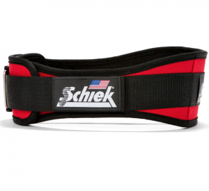 Schiek 4 3/4″ Back Support has a rib & Hip contour and one way velcro closure for lifting 2004 Red