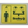 BRADLEY 114-052 Safety Sign, Drench Shower And Eyewash, Yellow Eye Wash Horizontal