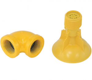 BRADLEY S24-194 Showerhead, 1 Inch Diameter, 90 Degree Elbow, Plastic