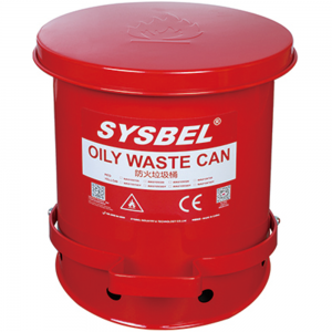 SYSBEL 10GAL OILY WASTE CAN RED